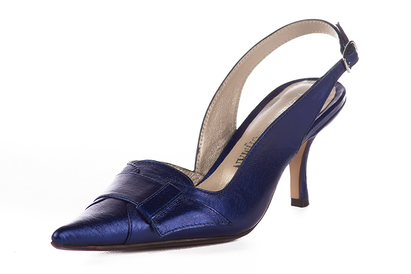 Amethyst purple women's slingback shoes. Pointed toe. High slim heel. Front view - Florence KOOIJMAN